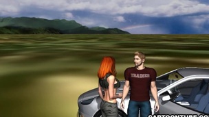 Erotic 3D redhead acquiring screwed on the hood be required of a car