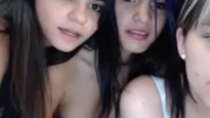 3 beautiful teenage lezzers stripping on webcam