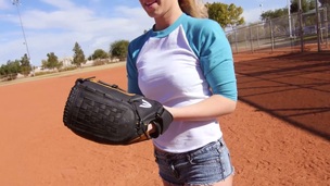 Baseball chick Bailey Brookes takes thick dong in her stretched twat