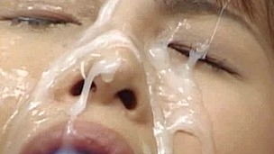 Asians bound up with ball gags obtaining bukkake cumshots to their faces.