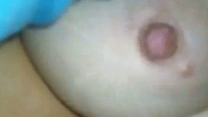 Playing with my chubby girl's big merry nipples in amateur clip